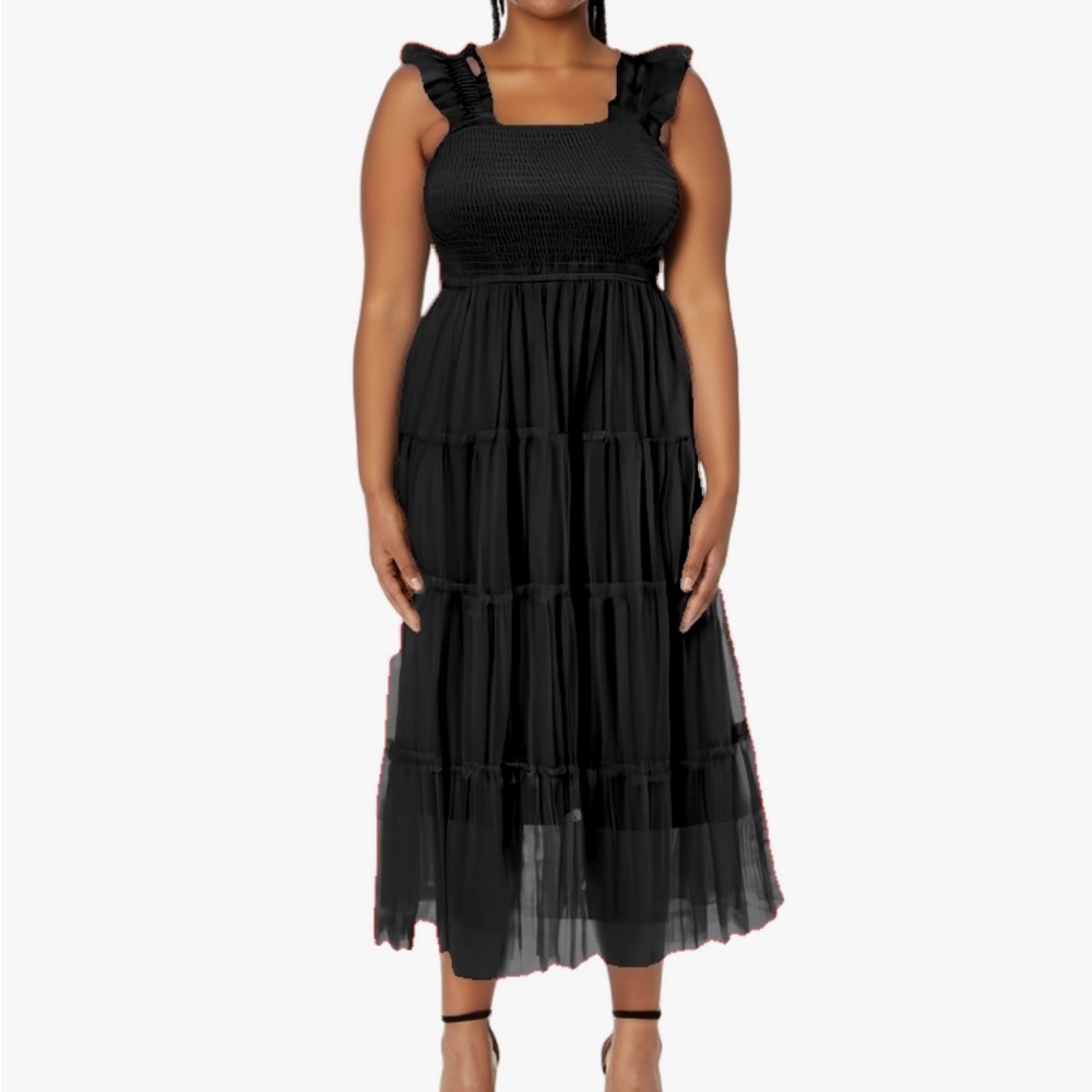 Pretty Garden Black Tiered Dress